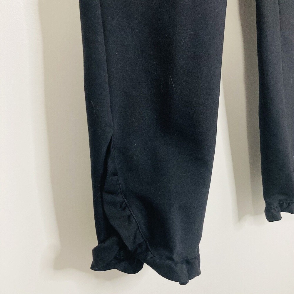Express Dress Pants Womens 4R Stretch Columnist Ankle Ruffle Mid Rise Black - Picture 10 of 12
